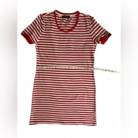 Tommy Hilfiger Heritage Stripe T Shirt Dress M Red White Grommet Nautical - Picture 7 of 11